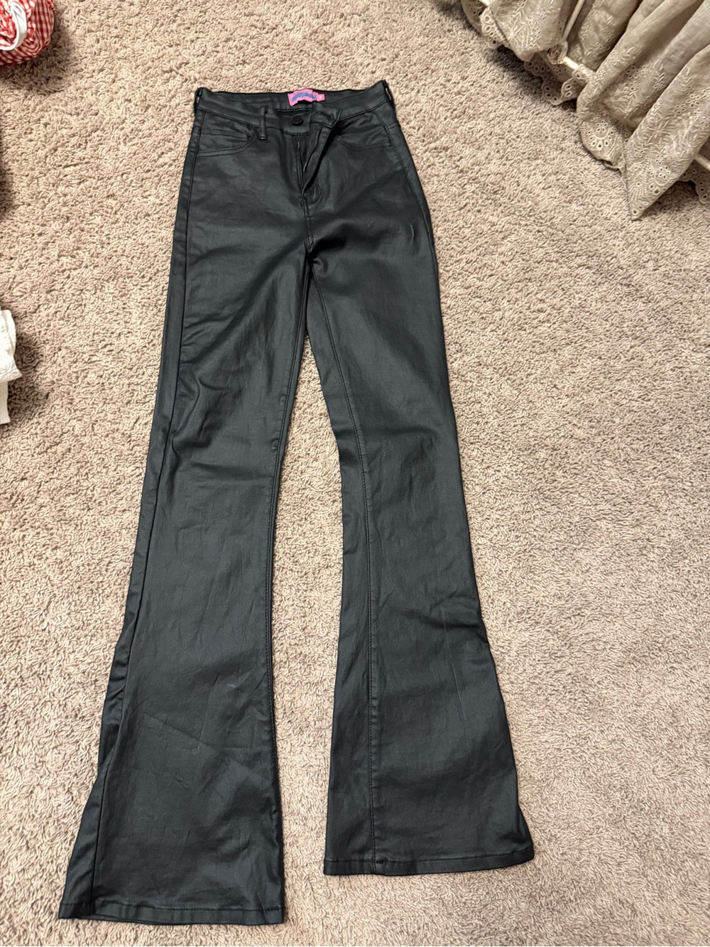 Edikted Black Faux Leather Flared Pants